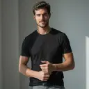 Polo cuello redondo negro