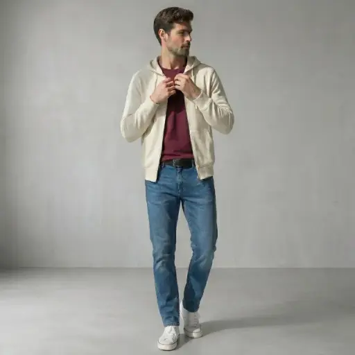Polo cuello redondo granate